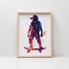 Poster Monkey On Skateboard Poster Monkey On Skateboard, 30X40 Cm, Frame Wooden Light Oak, Paper Matte 230 Gsm