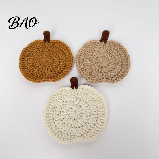 Durable Polyester Coasters Handmade Crochet Pumpkin Coasters, Soft Coffee Mats, Gift for Housewarming Autumn Themed Farmhouse Dining Accessories