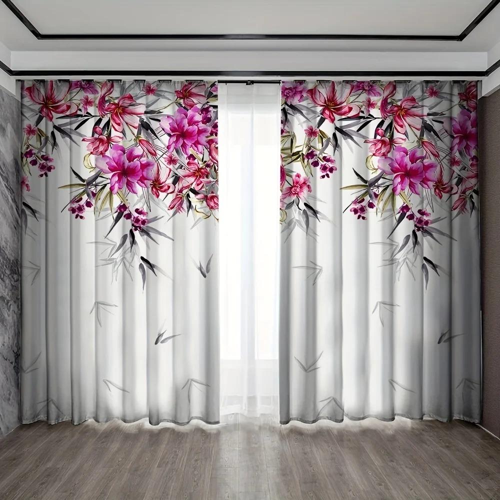 Moon Flower Swan Tree River Forest Natural View Window Curtain For Living Room Kids Bedroom Bathroom Kicthen Door Home Decor2Pcs