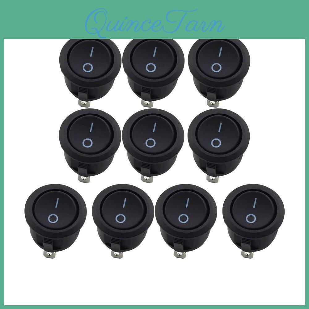 Snapin 2 10pcs Spst Onoff Pin Round Snap Rocker Boat Switch Black Ac 250v 6a 125v 10a For Household Appliances Replacement