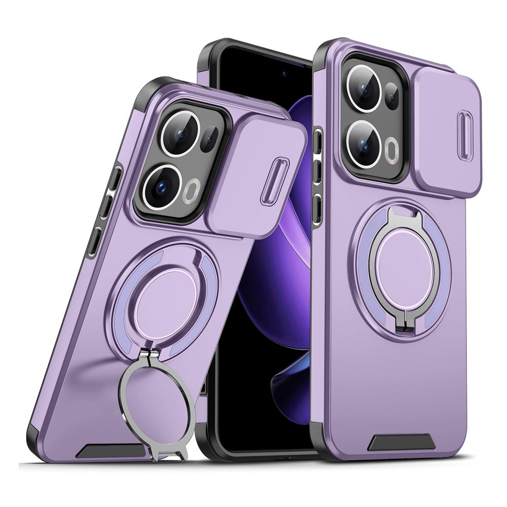 KEYSION 360° Ring Stand Phone Case for OPPO Reno13 Pro 5G Slide Camera Protection Magnetic Shockproof Cover for OPPO Reno13 F 5G