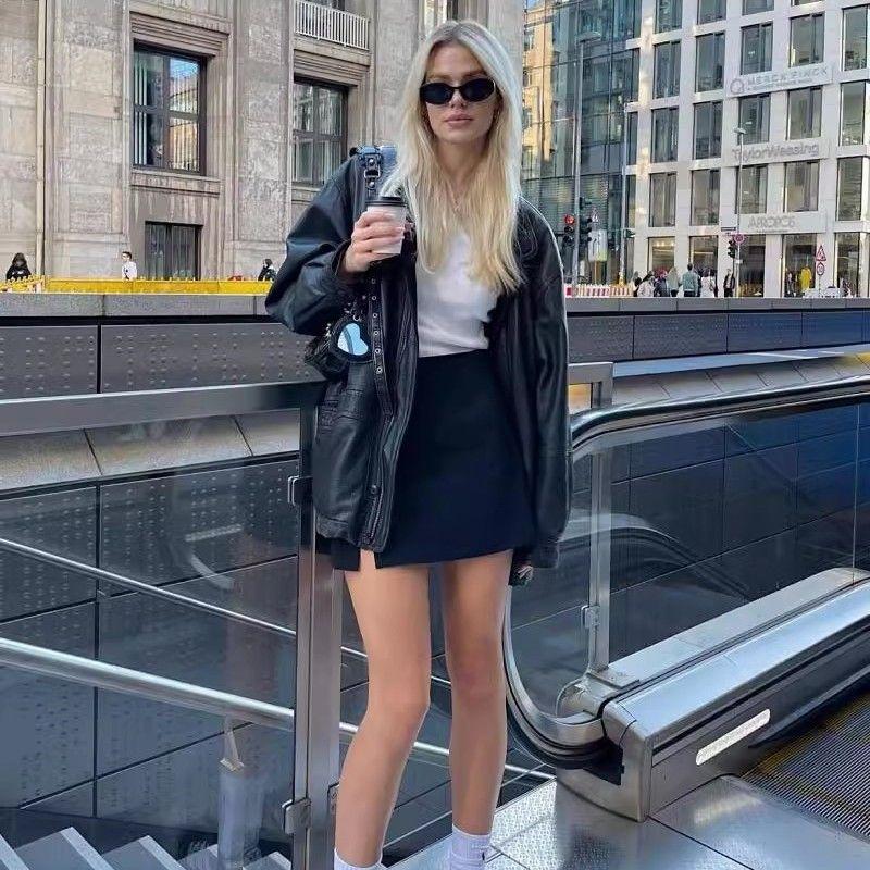 

Платье облегающего кроя с высокой талией для женщин, юбка с разрезом для офисной леди, весна и осень 2024, юбка А-силуэта, сексуальная асимметричная юбка для женщин Black 3XL