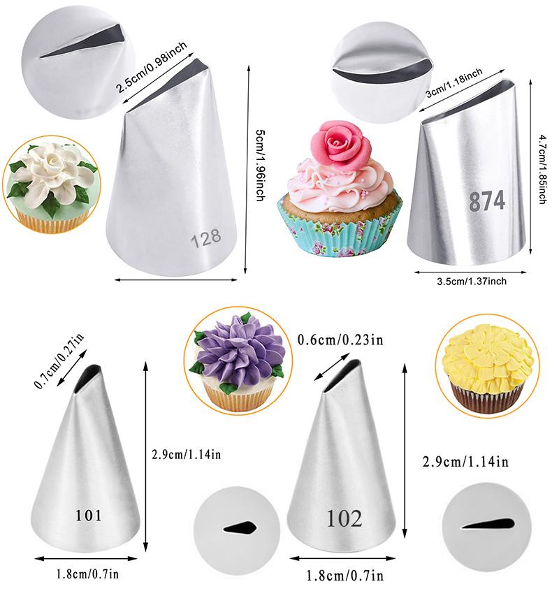 28pcs Piping Bag Nozzle Set Confectionery Cake Pastry Sleeve For Cake Decoration Tools Pocket Professional Nozzles Cream Icing