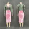 Spring and Autumn Comfortable Casual Dress Women's Sexy V-neck Stitching Slim Wrap Hip High-waisted Long-sleeved Dresses