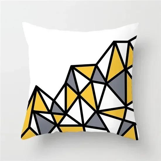 

Home Decor Geometric Cushion Cover Yellow Plaid Stripe Print Pillow Cover For Chair Sofa Pillow Cover 16x16Inch
