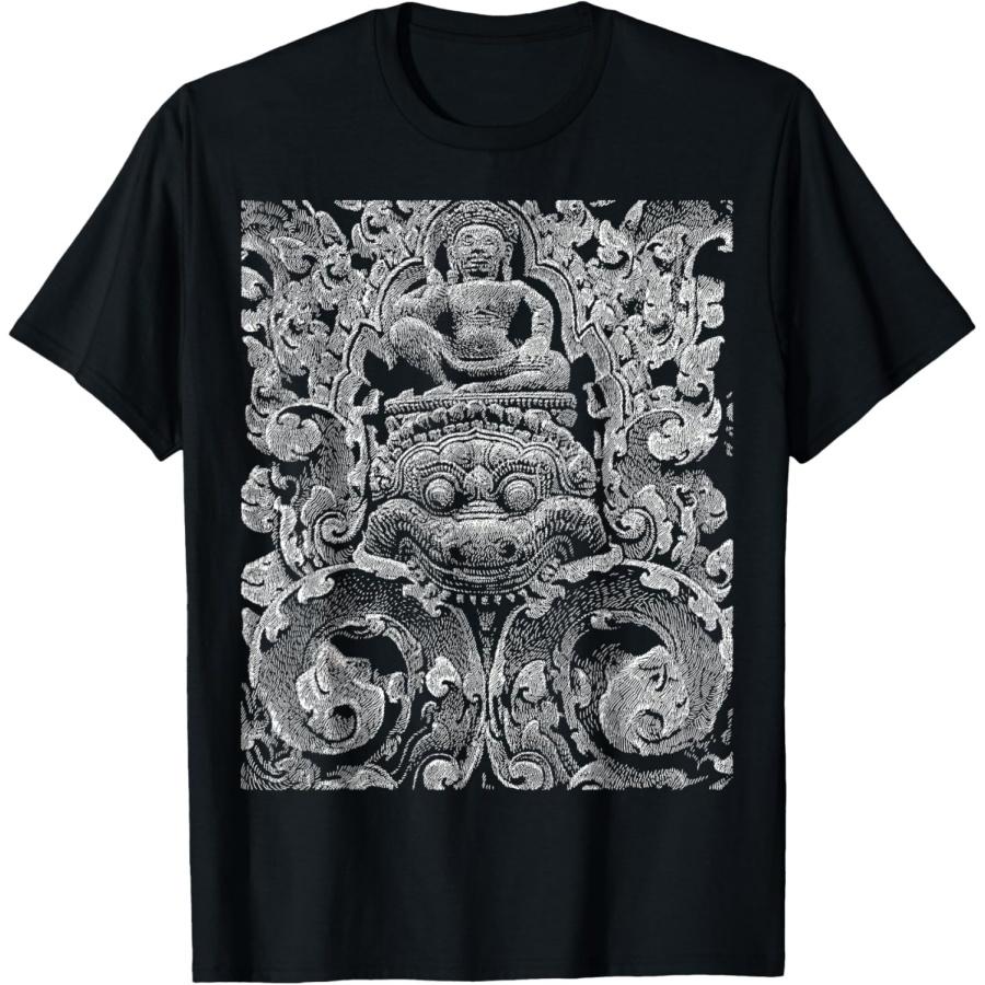 Pen and ink drawing of Angkor Wat sculpture XXXXXL чёрный
