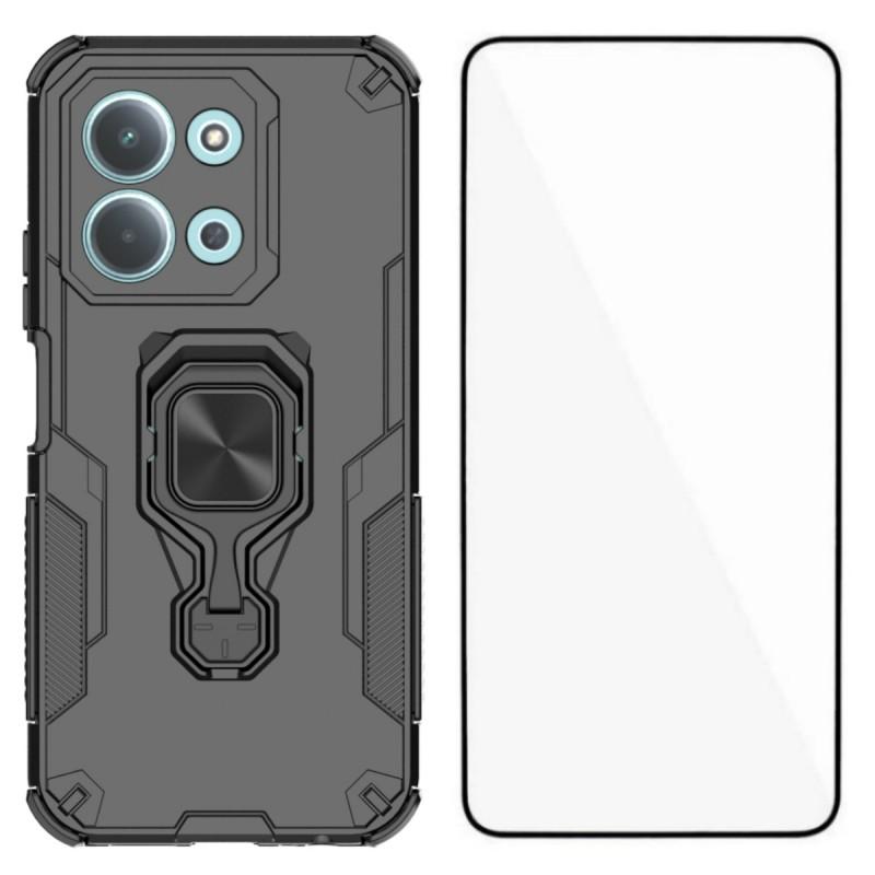 For Xiaomi Redmi 15C 4G (Global) (171mm) Phone Case WANLONFENG PC TPU Back Cover Kickstand with Tempered Glass