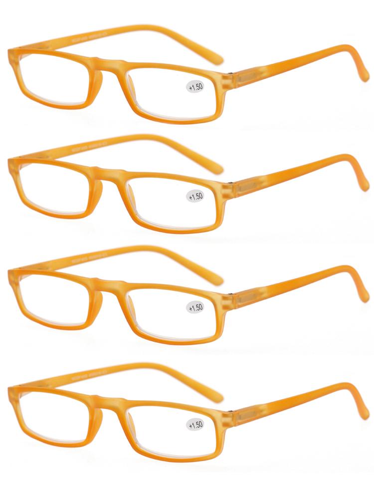 MODFANS Reading Glasses - 4 Pairs Fashion Readers Narrow Frame Spring Hinge For Men Women