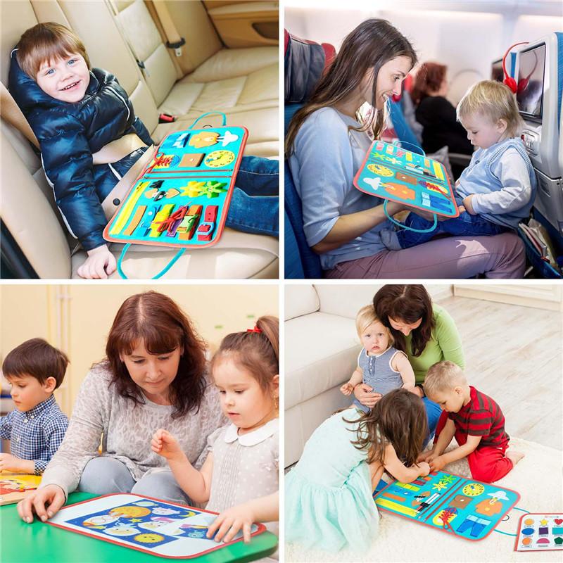 Batole Busy Board Předškolní děti Inteligence Výukové hračky Senzorická Montessori tabule Dětské rané vzdělávací hračky