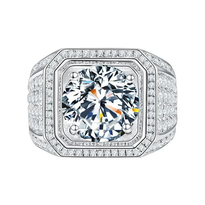 Sale 5-12 White Golden Iced Out HipHop Engagement Rings CZ Pinky Men Women Full Crystal Ring