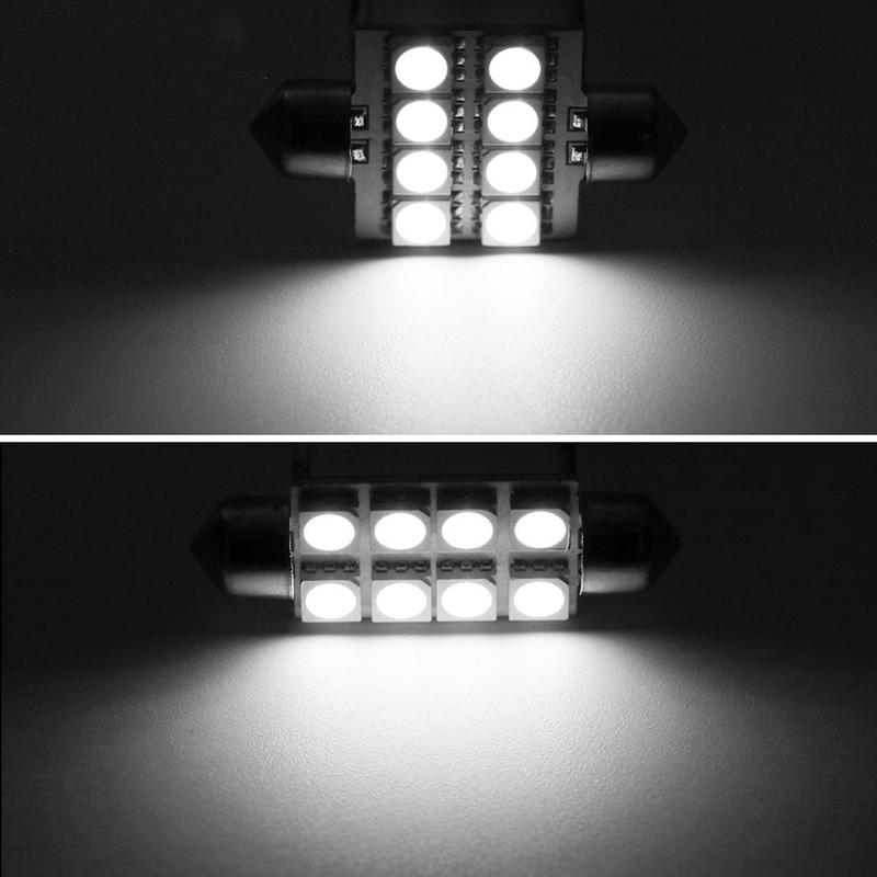 10pcs 41MM 5050 8SMD Festoon White Dome Map Trunk LED Light Lamp Bulbs 212-2 578 569