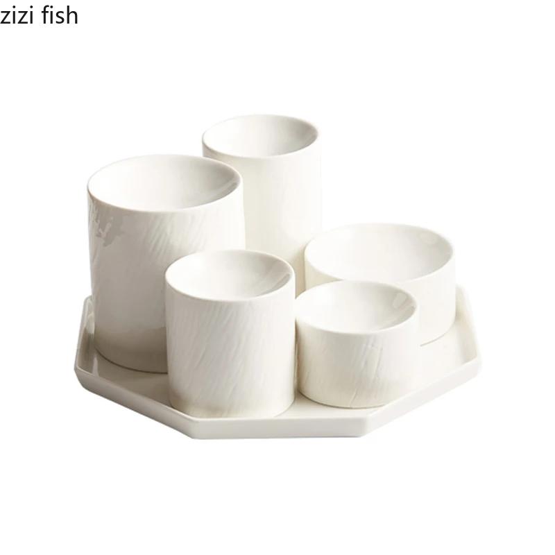 Creative Ceramic Dinner Plates Solid Color Tableware Cooking Dish Pasta Steak Plates Hotel Restaurant Snack Pastry Desserts Tray