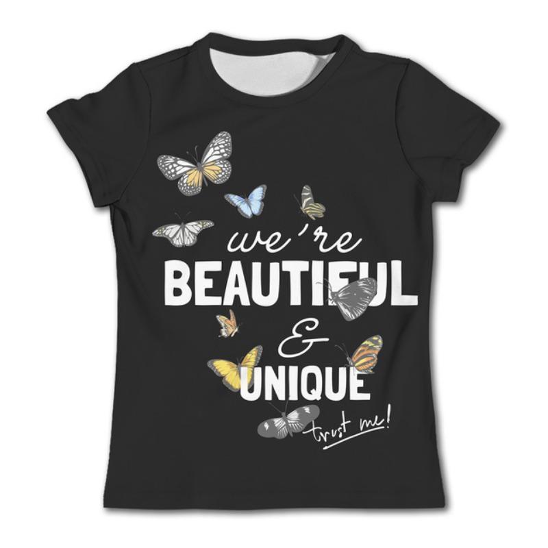 

Детская одежда Футболка для девочек с коротким рукавом и красочным принтом бабочек Детская летняя одежда Повседневная одежда для девочек с круглым вырезом Топы 100