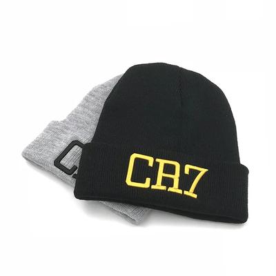 Warme Gestrickte Plüschmütze für Draußen Cristiano Ronaldo CR7 Mützen Stickerei Fußballkappe Cosplay Cr7 Unisex Accessoires Party