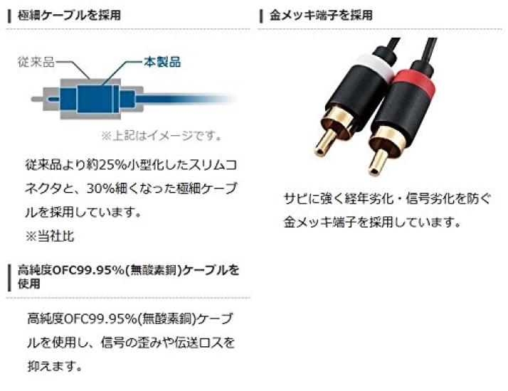 Elecom Audiokabel Pin-Stecker Pin-Stecker Extra beschichtet Schwarz 3m (LR) - (LR) Fein/Gold DH-WRN30