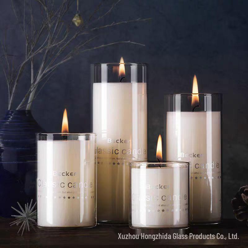 Klarer Borosilikatglas-Aroma-Diffusor & Kerzenhalter - Zylindrisches Ornament im europäischen Stil für die Restaurantdekoration