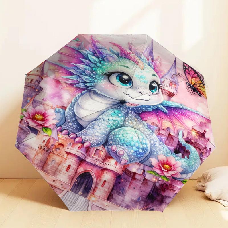 1pc Dragon Fantasy Pattern Umbrella Design Automatic Opening and Closing Umbrella, High-quality Travel Umbrella,  c1128227