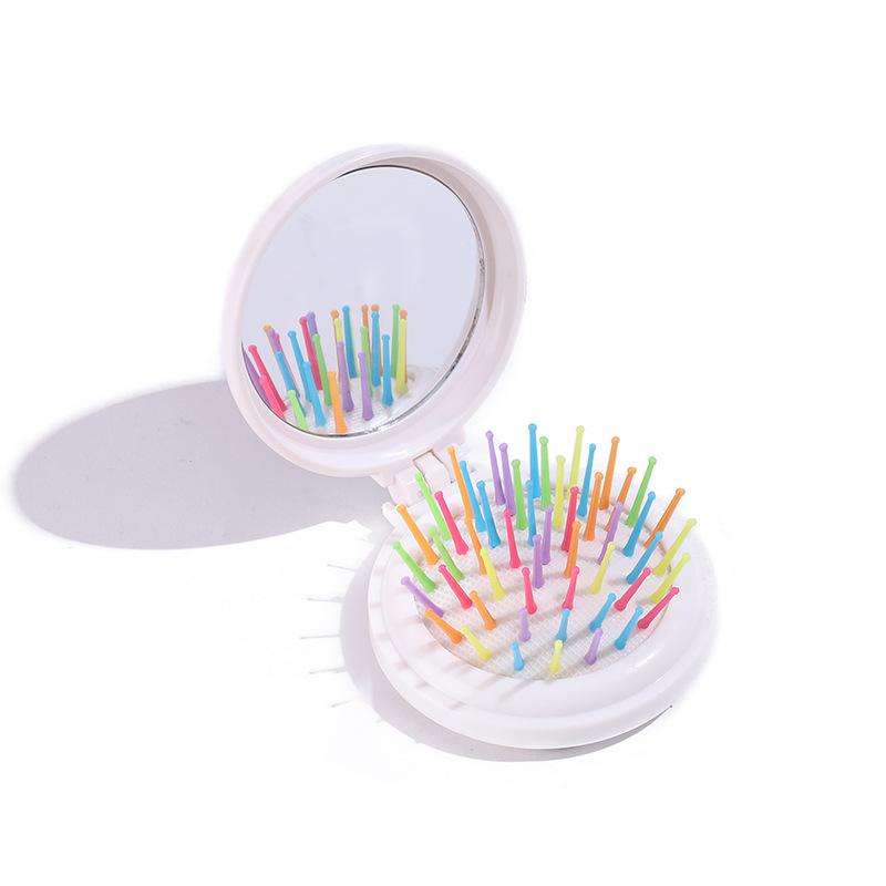 

Милая портативная радужная расческа с зеркалом - Маленькая фея массажная щетка для головы