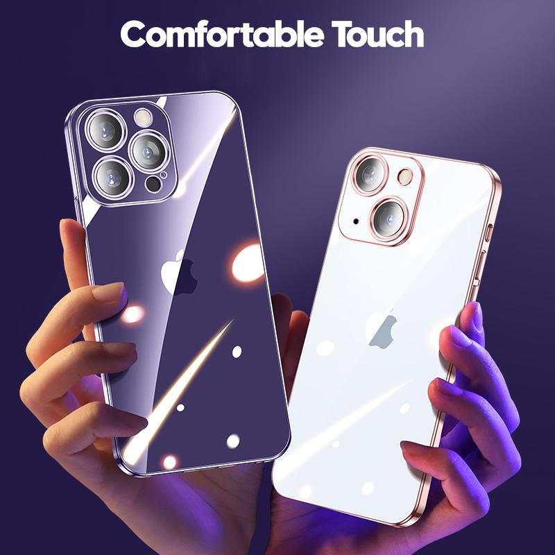 Official Plating Ultra Thin Clear Case For Iphone 14 13 12 11 Pro Max Mini Xs X Xr 7 8 Plus Camera Protector Hd Glass Flim Cover