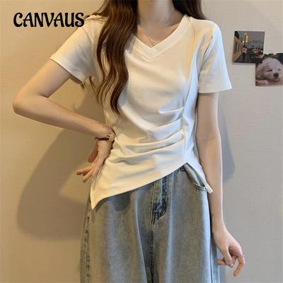 Irregular Split Short Sleeve T-shirt Women's Summer Unique Chic Short Top