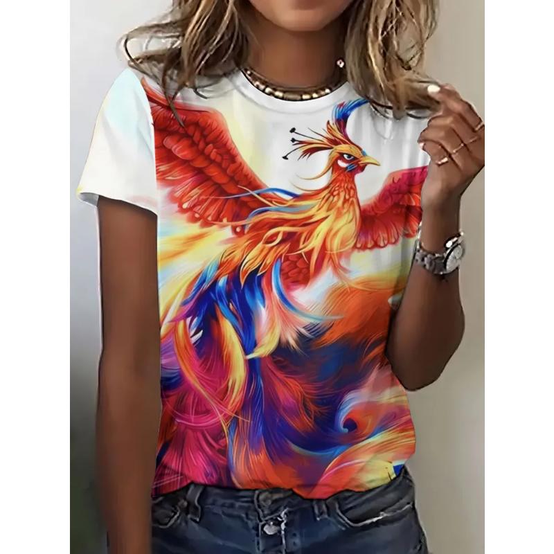 Color Animal Short Sleeve Crew Neck Short Sleeve Fashion Women's Clothing 3D Animal Color Printing Crew Neck T-Shirt Tees