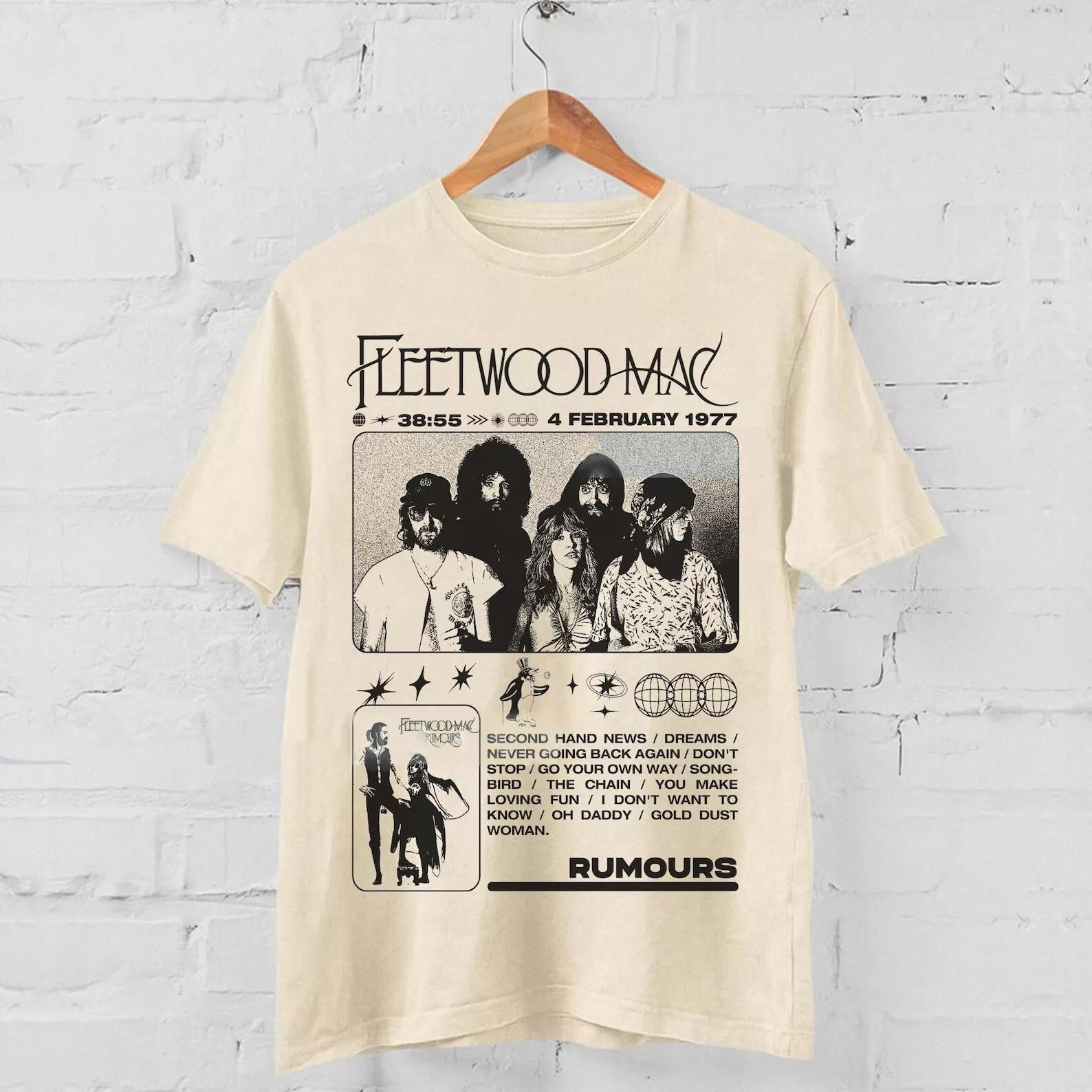 

Summer New Men s T-Shirt Vintage 90s Fleetwood Mac Rumors 1977 Music Band T-Shirt Vintage Fashion Unisex Short Sleeve Top 4XL