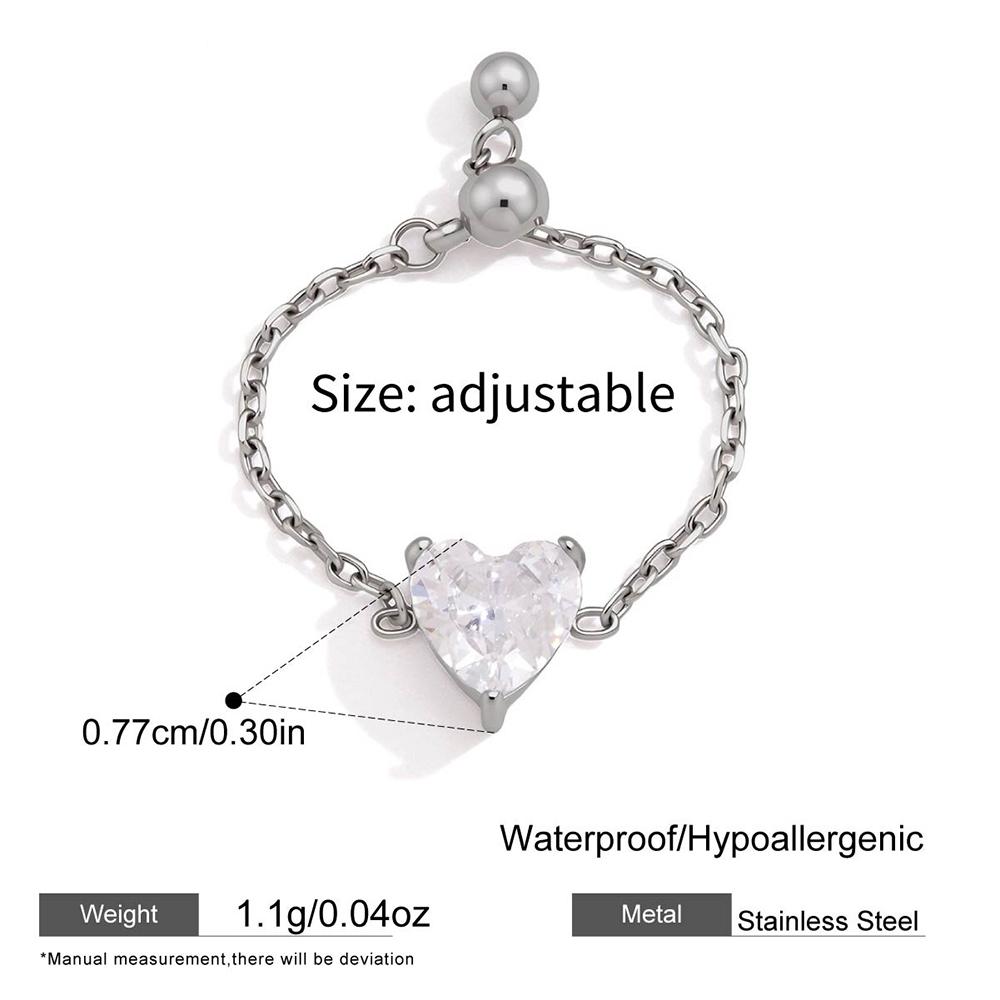 Stainless Steel Adjustable Rings for Women Waterproof Gold Plated Shiny Geometric CZ Zircon Pendant Fashion Finger Jewelry