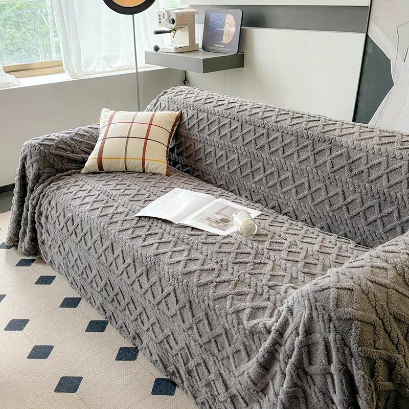 Super Warm Blanket for Sofa Coral Fleece Sofa Blanket Towel for Winter Soft Thick Couch Cover for Living Room 1/2/3/4 Sofa Cover