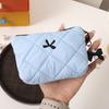 Cute Bow Embroidered Small Cosmetic Lipstick Earphones Data Cable Portable Storage Bag Coin Purse Pouch Make Up Bags Organizer