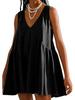 2025 European & American Women's V-Neck Sleeveless Pleated Pocket Dress - Spring/Summer Trend