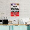 Warning Sign Package Alert Front Yard Metal Tin Art 8x12 Inch Secure Delivery