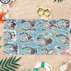 Big-eyed Cute Creature Yellow and Blue Stripes Beach Towel Quick-drying Suitable for Beach Vacation Pool Summer Gift for Friends