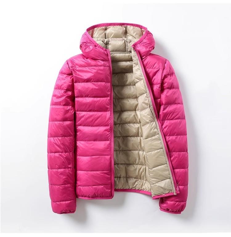 Women Double Side Jacket Hooded Windbreakers Design Lightweight Warm Coats