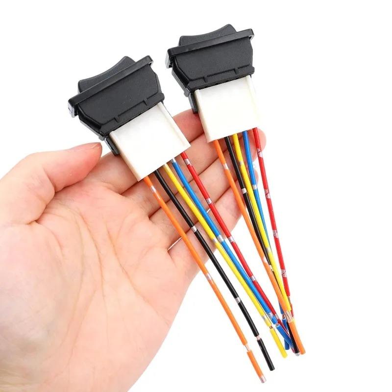 Universal Auto Car Power Window Switch Lifting Switch 5 Pin DC 12V 20A Blue/Red Light Color and Harness Pushbutton Switches 3