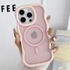 For Magsafe Matte Curly Wave Phone Case For iPhone 16 12 13 14 15 Pro Max Luxury Magnetic Wireless Charging Frosted Back Cover
