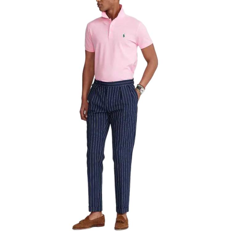 Polo Ralph Lauren Solid Color Logo Embroidered Slim Fit Casual Short Sleeve Polo Shirt Men Tops Pink MNPOKNI1N821189-650
