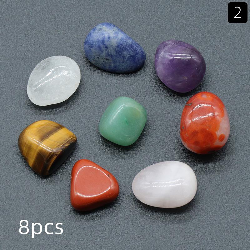 1536-Natürliches Achatkristall Chakra Steine Set: Unregelmäßige mehrfarbige Yoga-Steine (7-8 Stück)