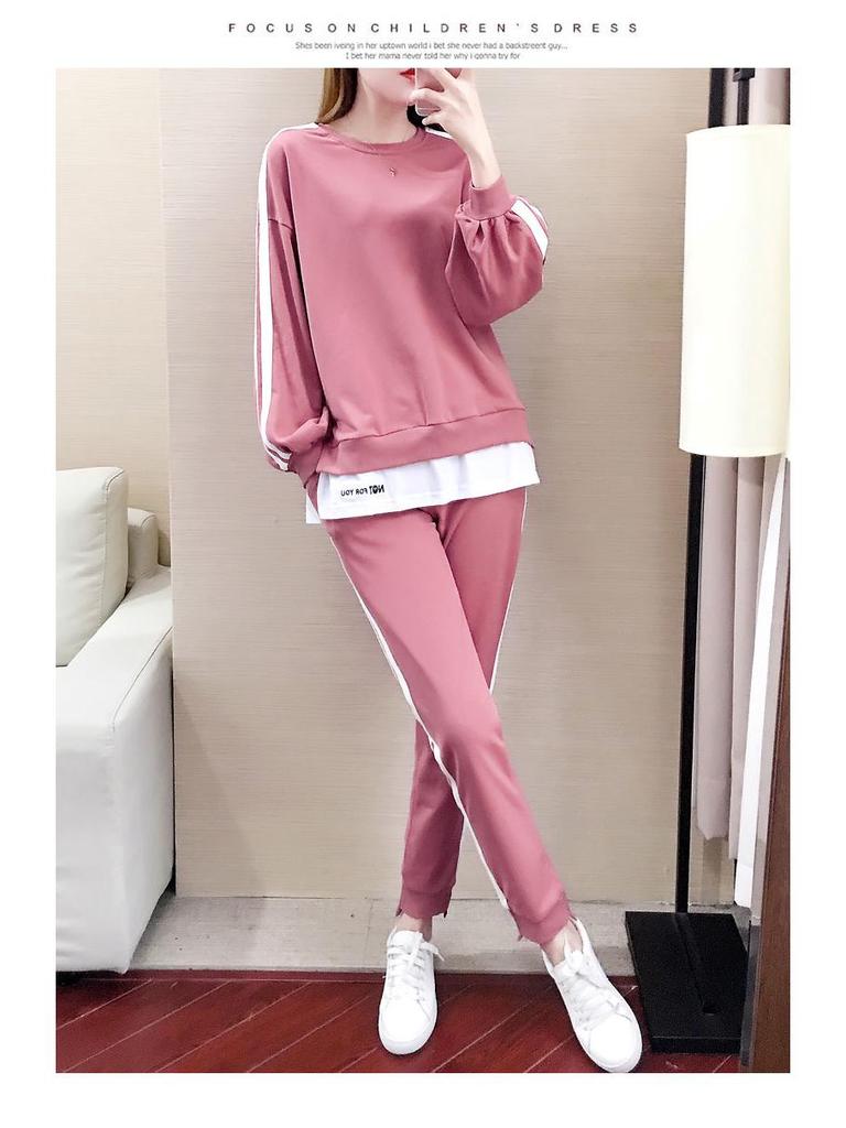 2024 Plus Size Women's Slimming Sweatshirt & Casual Two-Piece Early Autumn Set