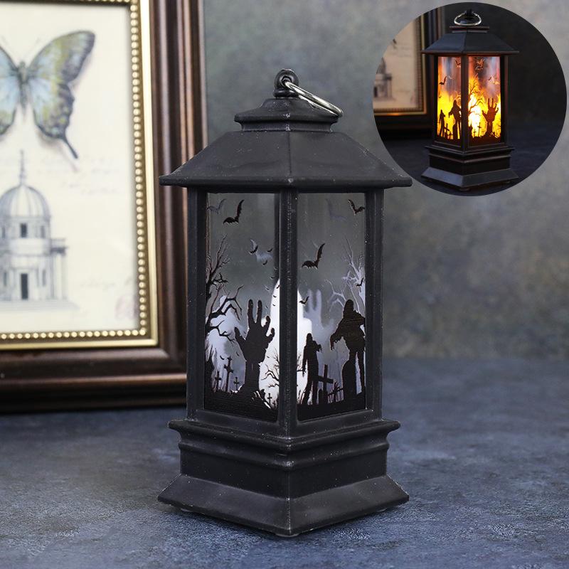 Halloween LED Flame Flickering Oil Lamp Battery Operated Spooky Decor Haunted House Prop Tabletop Centerpiece for Bar Party