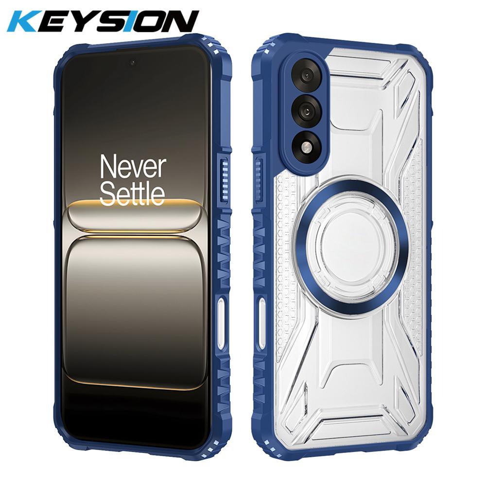 KEYSION Transparent Magnetic Case for OnePlus Nord 5 5G Soft Silicone+PC Heavy Duty Shockproof Phone Cover for OnePlus Nord 5