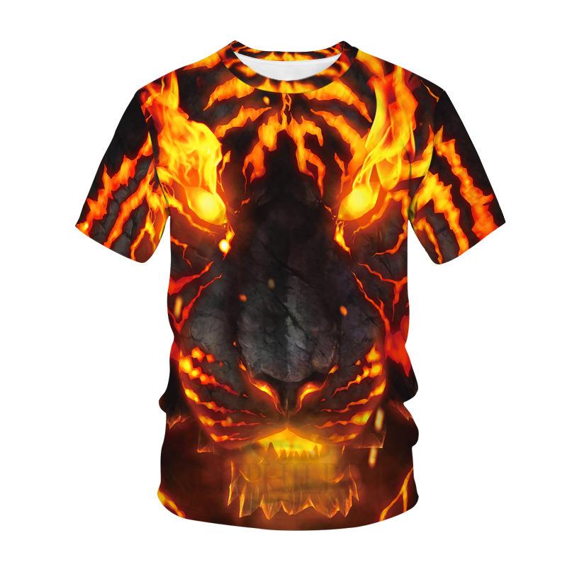 Summer Casual Men's T-shirt Animal Print 3D T-shirt Men's Round Neck Short Sleeved Comfortable Plus Size Fashionable T-shirt