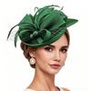 Elegancka Siateczkowa Opaska z Piórami w Stylu Retro - Brytyjski Hełm Wyścigowy dla Panien Młodych i na Imprezy Wieczorowe