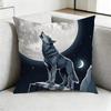 Moon Roaring Wolf-W Square Double-Sided printed Pillow Case Bedroom Bedside Pillow Sofa Cushion Cover Gift