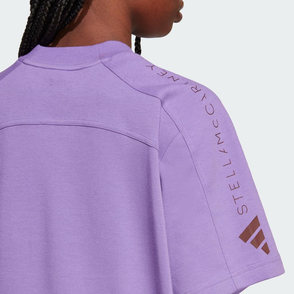Adidas X Stella McCartney Letter Logo Print Sports Short Sleeve T-Shirt Women Tops Purple IA1514