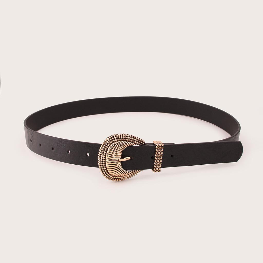 Stylish Womens Faux Leather Belt With Shell Pattern And Metal Pin Closure For Office