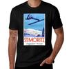 1928 St Moritz Ski Jumper Switzerland Travel Poster Tshirt Minimal Art Print Tshirt