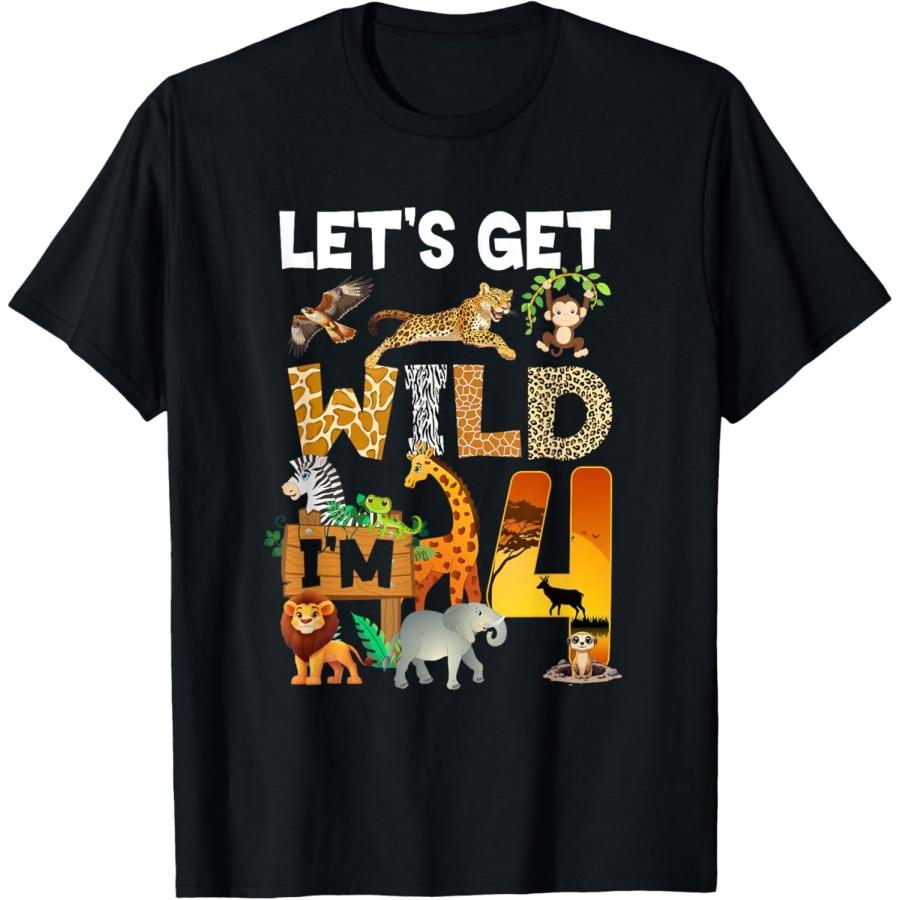 4 Year Old Zoo Birthday Safari Jungle Animal 4Th Bday T-Shirt S