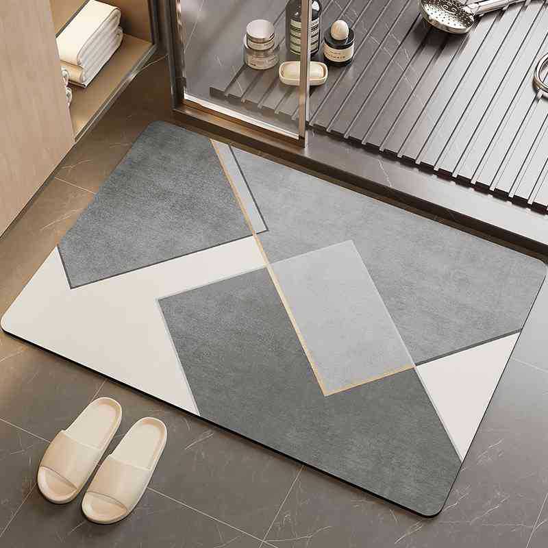 Leichter Luxus Kieselgur Fußmatte, Duschraum, Schnelltrocknend, Schmutzabweisende Fußmatte, Haushalt Anti-Rutsch Und Pflegeleichte Fußmatte