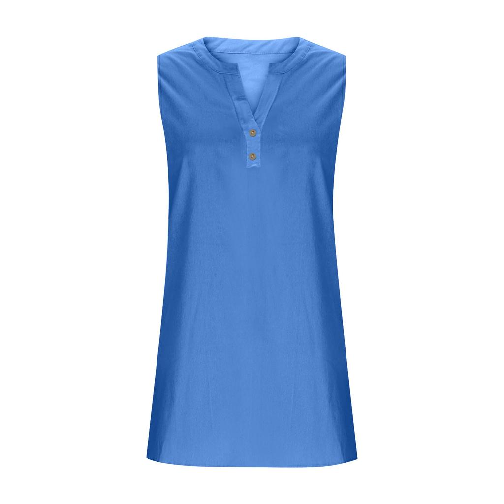 Women's cotton and linen dress summer sleeveless comfortable travel beach dress fashionable spring and summer vacation wear