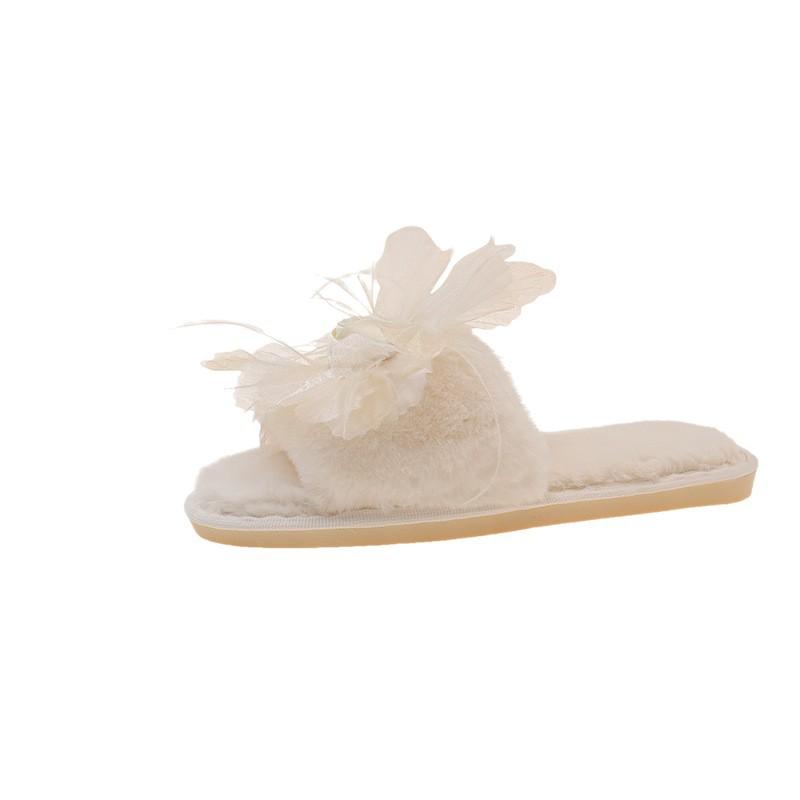 Fairy Fairy Maomao Wind Cotton Drag Slippers Female New French Indoor Fairy Flat Bottom Home Autumn 2025 Outside Wear